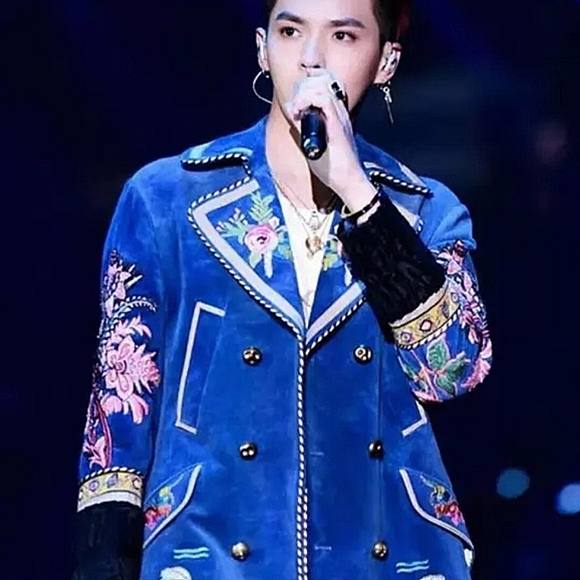 ♥️SOLD NWT Embroidered Duck Velvet Royal Celebrity luxurious Coat. XL - Picture 7 of 15